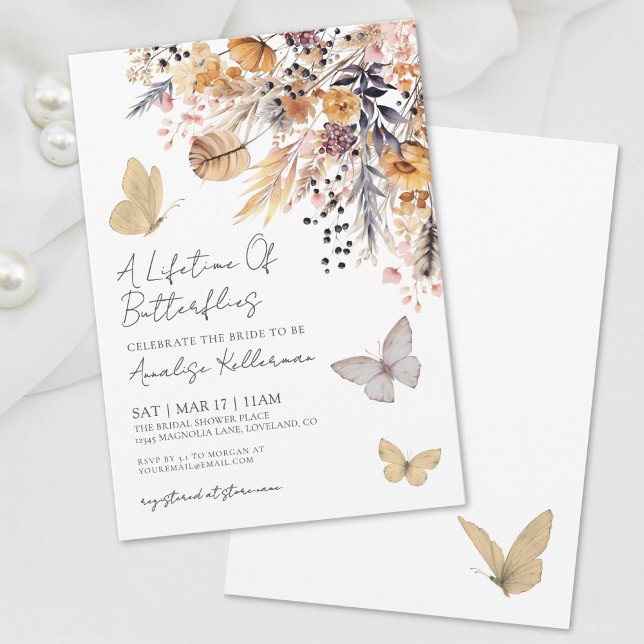Butterfly Floral Fall Bridal Shower Invitation (Butterfly Floral Fall Bridal Shower Invitation)