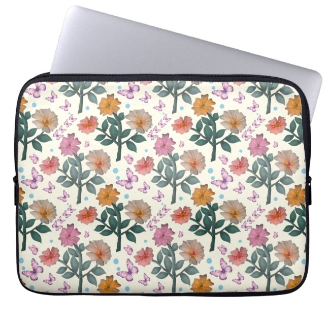 Butterfly Floral Garden Pattern   Laptop Sleeve (Front)
