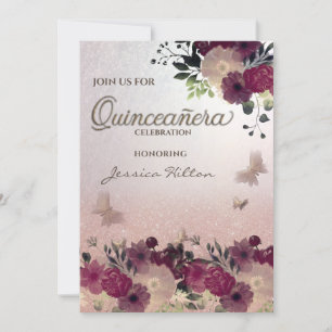 Butterfly floral garden Quinceañera Invitation