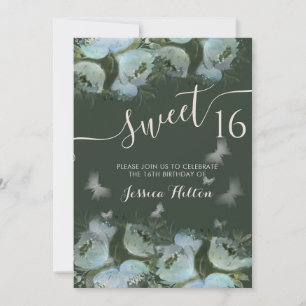 Butterfly floral garden sweet sixteen invitation