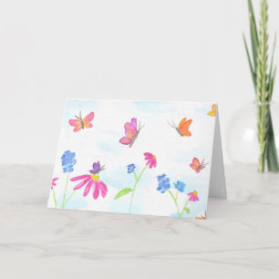 Butterfly & Floral Greeting Card (Blank Inside)