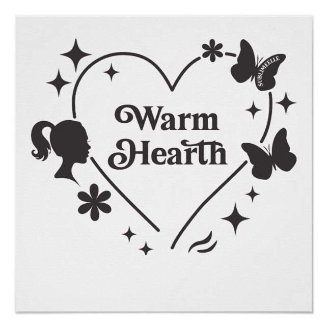 Butterfly & Floral Heart Square Poster Mindfulness (Front)