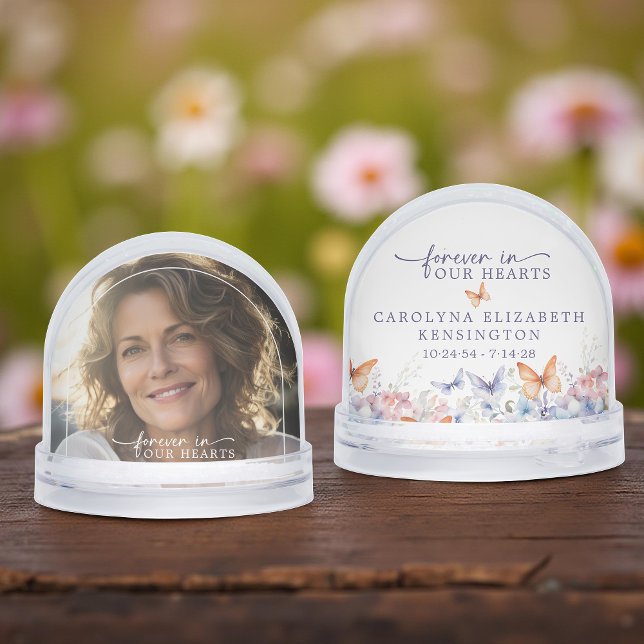 Butterfly Floral Memorial Photo Keepsake Snowglobe (Butterfly Floral Memorial Photo Keepsake Snow Globe)