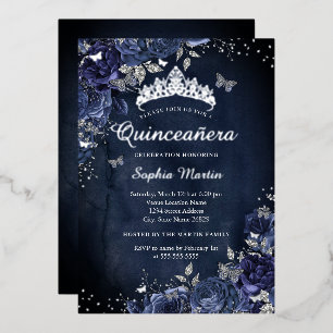 Butterfly Floral Navy Quinceanera
