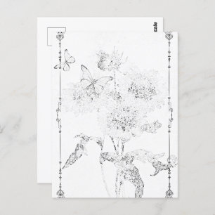 BUTTERFLY FLORAL Paintable Postcards© Postcard