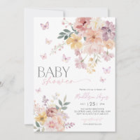 Butterfly Floral Peach Pink Purple Baby Shower