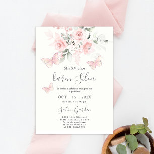 Butterfly Floral Quinceañera Invitation