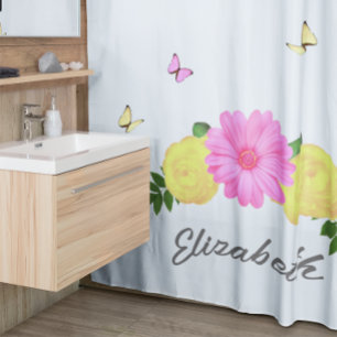 Butterfly Floral Shower Curtain