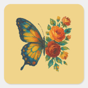 Butterfly Floral Square Sticker