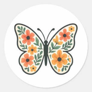 Butterfly Floral Vintage Stickers