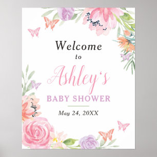 Butterfly Floral Welcome Sign