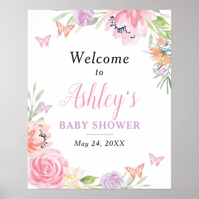 Butterfly Floral Welcome Sign (Front)