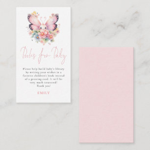 Butterfly Florals Script Books For Baby Shower Enclosure Card