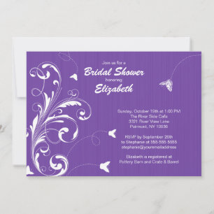 Butterfly flourish Bridal Shower Invite Purple