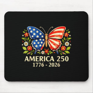Butterfly Flower 4th of July Patriotic American Mouse Pad