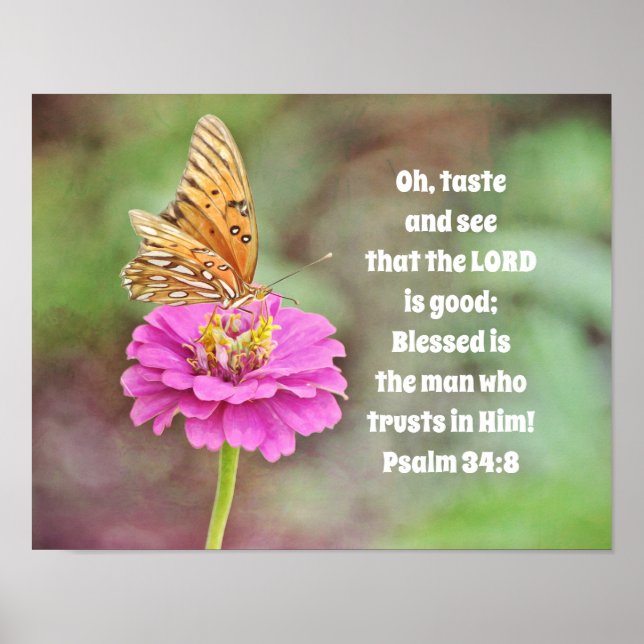 Butterfly Flower and Bible Verse Poster (Front)