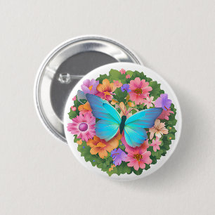 Butterfly Flower Garden 6 Cm Round Badge