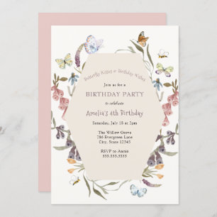 Butterfly Flower Garden Birthday Invitation