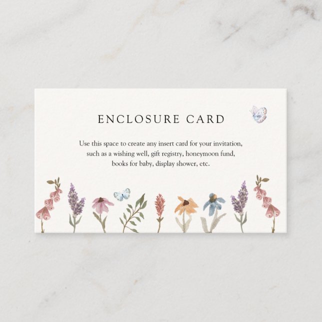 Butterfly Flower Garden Enclosure Card (Front)