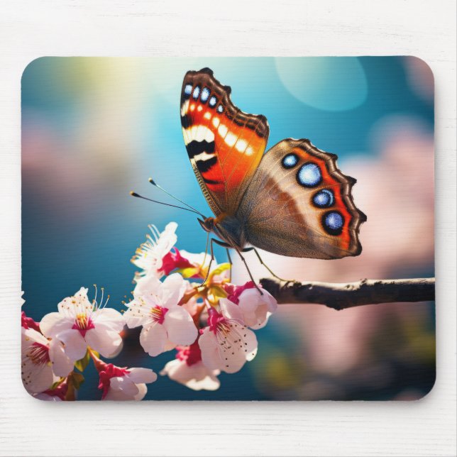 Butterfly Flower Nature Serene Tranquil  Mouse Pad (Front)
