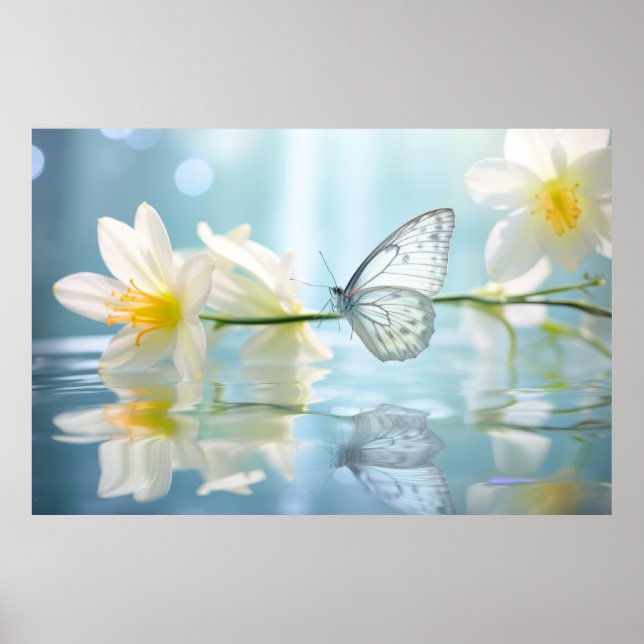 Butterfly Flower Nature Serene Tranquil  Poster (Front)