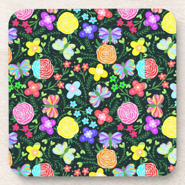 Butterfly Flower Rainbow Coaster (Front)