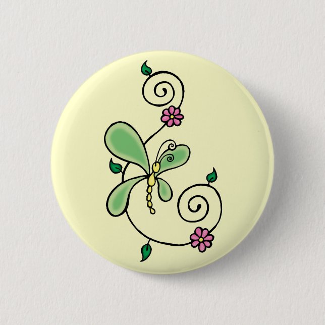 Butterfly Flower Swirl Button (Front)