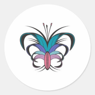 Butterfly Flower Tattoo Design Classic Round Sticker