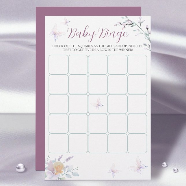 Butterfly Flower Watercolor Baby Shower Bingo game (Creator Uploaded)