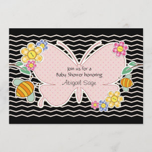 Butterfly, Flowers and Bees Baby Shower Invitation