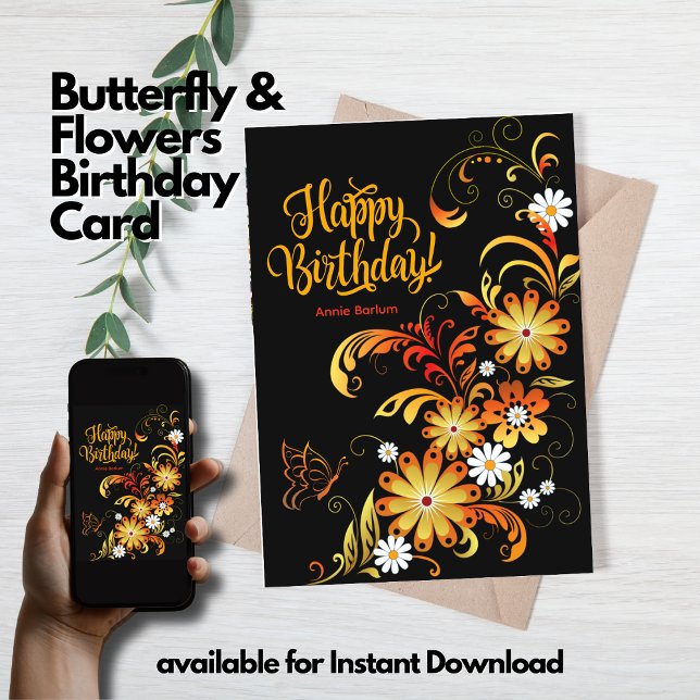 Butterfly & Flowers Birthday Card ( The Butterfly Studio
Butterfly & Flowers Birthday Card)