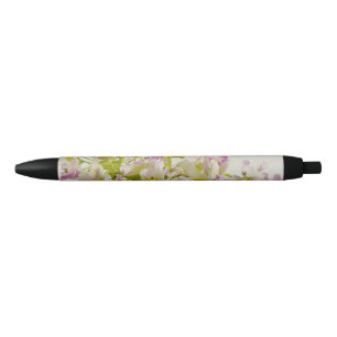 Butterfly Flowers Black Ink Pen