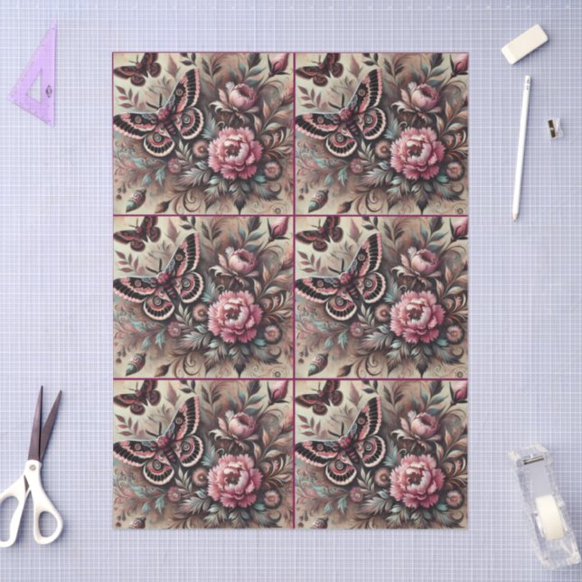 Butterfly Flowers Butterflies Whimsical Decoupage Tissue Paper (Craft)