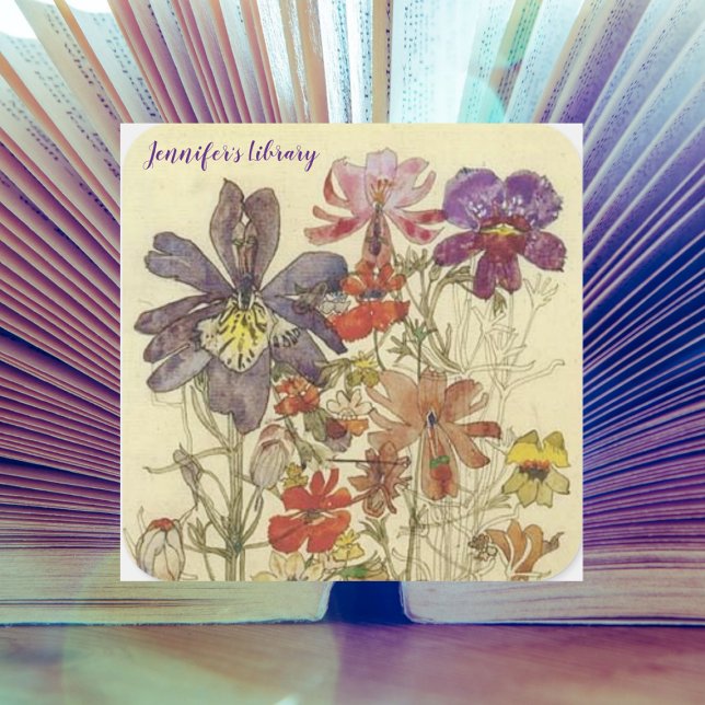 Butterfly Flowers by Charles Mackintosh Square Sticker (Creator Uploaded)