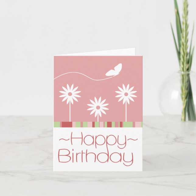 Butterfly Flowers Happy Birthday Card (Front)