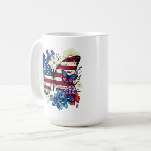 Butterfly, Flowers, Independence Day Coffee Mug