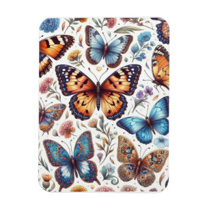 butterfly flowers pattern nature art magnet