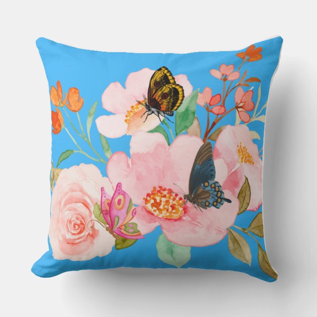 Butterfly Flowers Pillow (Front)