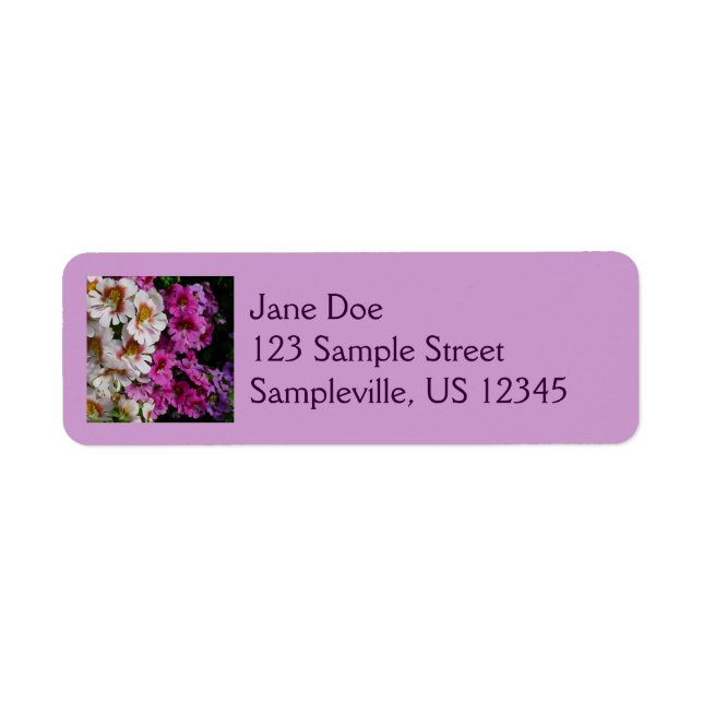 Butterfly Flowers White Pink and Purple (Front)