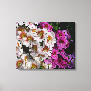 Butterfly Flowers White Pink and Purple Canvas Print