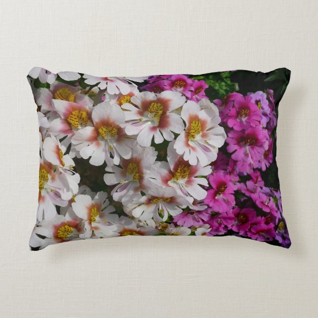 Butterfly Flowers White Pink and Purple Decorative Cushion (Front)