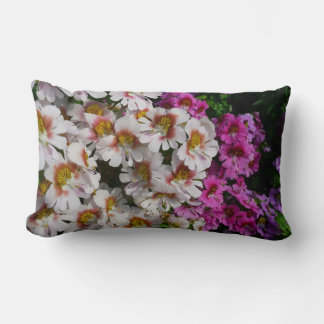 Butterfly Flowers White Pink and Purple Lumbar Cushion