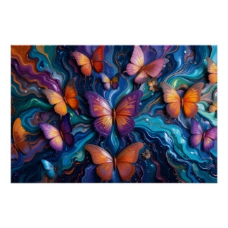 Butterfly Fluid Art Poster