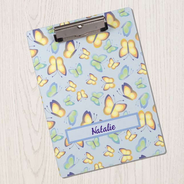 Butterfly Flutters Blue Personalised Clipboard (Creator Uploaded)