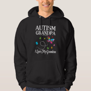 Butterfly Flying Autism Grandpa I Love My Grandson Hoodie