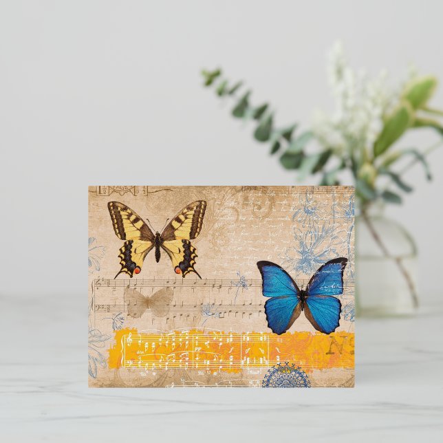 Butterfly  foil holiday postcard (Standing Front)