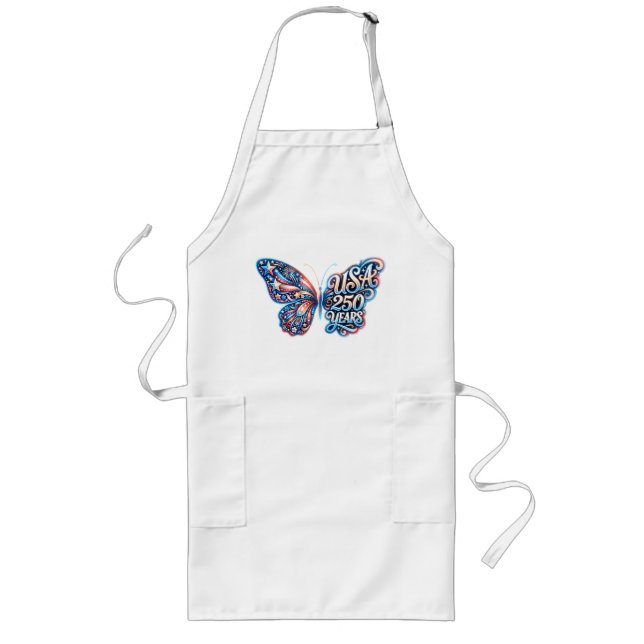 Butterfly for the USA 250th anniversary Long Apron (Front)