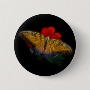 Butterfly Fractal Tiger Swallowtail 6 Cm Round Badge