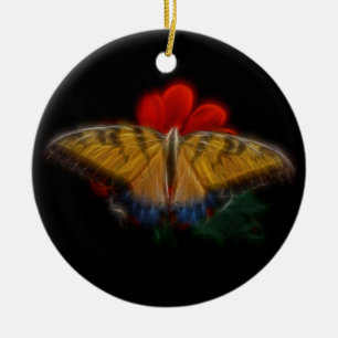 Butterfly Fractal Tiger Swallowtail Ceramic Tree Decoration