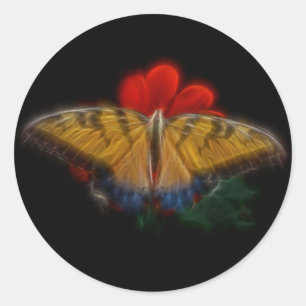 Butterfly Fractal Tiger Swallowtail Classic Round Sticker